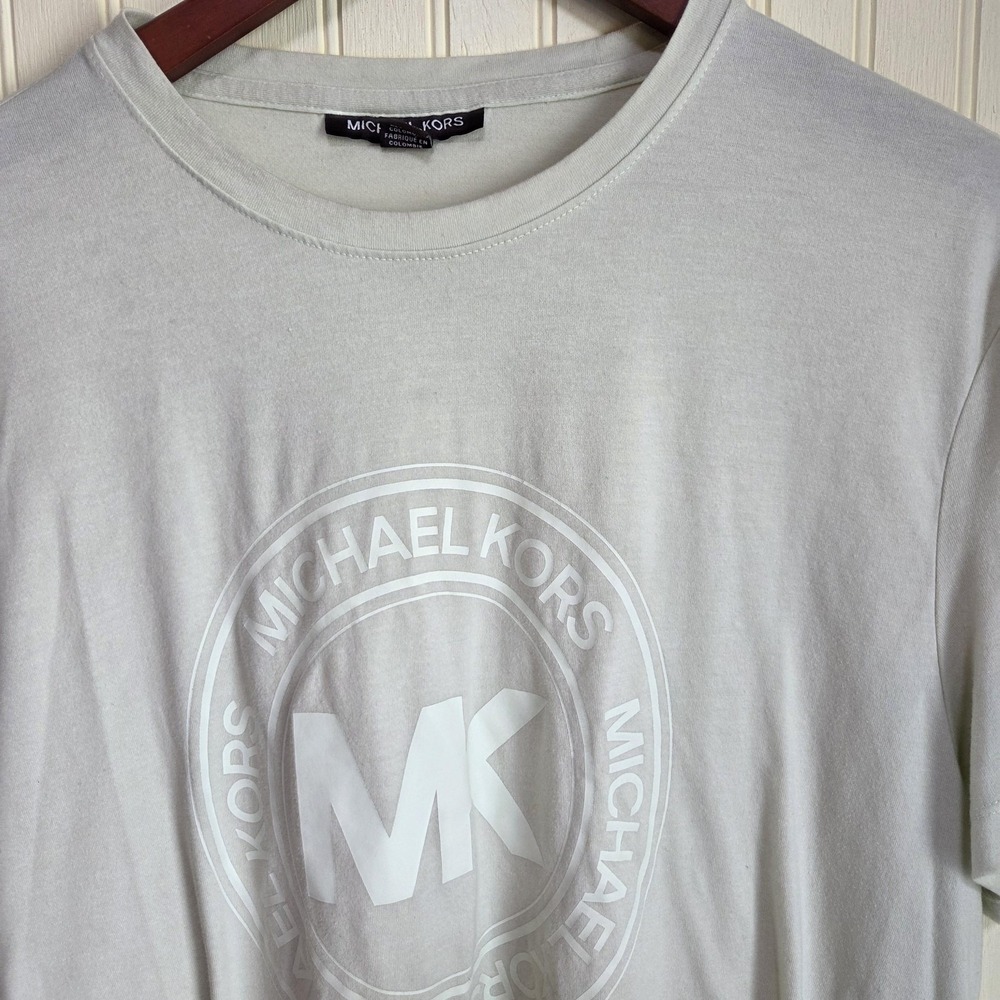 Michael Kors Shirt Mens XL White MK Circle Logo Graphic Cotton‎ Crewneck Tee